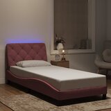  Okvir kreveta s LED-om bez madraca ružičasti 90 x 190 cm baršunasti | shoptok.hr