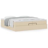  Otomanski posteljni okvir z vzmetnicami krem 200x200 cm blago, (21653538) | Shoptok.si