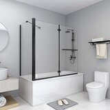 vidaXL Tuš kabina harmonika prozorna ESG 120x68x130 cm črna Cene