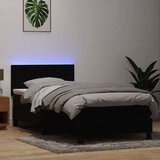 vidaXL Box spring postelja z vzmetnico črna 90x210 cm žamet | Shoptok.si