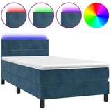  box spring s madracem LED tamnoplavi 100x200 cm baršun | shoptok.hr