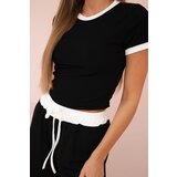 Kesi Włoski Ribbed set blouse + wide-leg trousers black | Shoptok.si