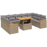 Maison Chic Seti vrtnega pohištva - Vrtna garnitura - Vrtni pohištvo set 10-delna z blazinami bež poli ratan, (21815035) | Shoptok.si