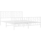vidaXL Kovinski posteljni okvir z vzglavjem in vznožjem bel 160x200 cm | Shoptok.si