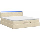  Krevet od pjene s madracem i LED-om Krem 200 x 200 cm Tkanina | shoptok.hr