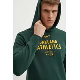 Nike Pulover Oakland Athletics moški, zelena barva, s kapuco