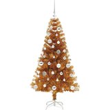 vidaXL Božićno drvce s 150 LED svjetlima s stalakom Zlatno 150 cm PET | shoptok.hr