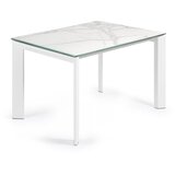 Kave Home Raztegljiva jedilna miza z dodatno ploščo z mizno ploščo v marmornem dekorju 80x120 cm Axis – u
