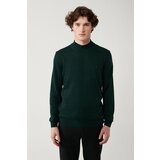 Avva Green Unisex Knitwear Sweater Half Turtleneck Non-Pilling Regular Fit cene