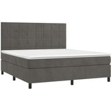  Box spring postelja z vzmetnico LED temno siva 160x200 cm žamet, (20937223) | Shoptok.si