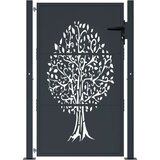 vidaXL Vrtna vrata antracitna 105x155 cm jeklena oblika drevesa | Shoptok.si
