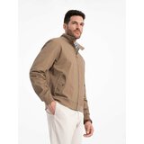 Ombre Harrington men's jacket with stand-up collar and check lining - brown cene