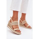 Boto Ladies Perforated Wedge Sandals With Braiding Beige Zolira | shoptok.hr