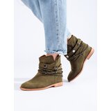 SHELOVET Suede women's cowboy boots on wedges green Cijene