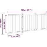 vidaXL Vrata za pse sklopiva 3 panela crna 150 cm od masivna jelovina | shoptok.hr