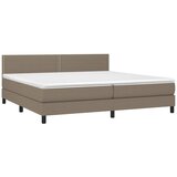  Krevet box spring s madracem LED smeđesivi 200x200 cm tkanina | shoptok.hr