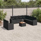 vidaXL 10-dijelni set vrtnih sofa s jastucima crni od poliratana | shoptok.hr