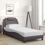  Postelja z vzmetnico siva 90x200 cm umetno usnje | Shoptok.si