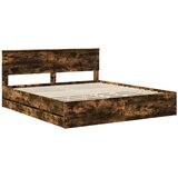  Krevetna konstrukcija s ladicama Dimljeni hrast 180 x 200 cm | shoptok.hr