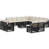 vidaXL Vrtna sedežna garnitura 14 pcs Črna poli ratan, (5000269523) | Shoptok.si