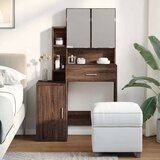 vidaXL Toaletna mizica z omarico rjava hrast 80x35x132 cm | Shoptok.si