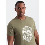 Ombre Men's motorcycle style printed t-shirt - olive | Eponuda.ba