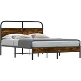  Okvir kreveta bez madraca dimljena boja hrasta 135x190cm drveni | Shoptok.si