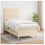 vidaXL Box spring postelja z vzmetnico krem 90x190 cm blago Cene