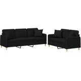  2-dijelni set sofa s jastucima crni od tkanine | shoptok.hr