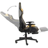 vidaXL Vrtljiv gaming stol z naslonjalom za noge zlat PVC | Shoptok.si