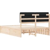 vidaXL Posteljni okvir z oblazinjenim vzglavjem Črna 140 x 200 cm | Shoptok.si