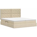  Krevet s od storage s uzglavljem Krem 200 x 200 cm Tkanina | shoptok.hr