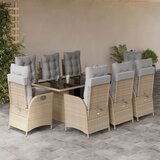 vidaXL 9-dijelni vrtni blagovaonski set od poliratana s jastucima bež | shoptok.hr