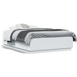 vidaXL Okvir kreveta s LED svjetlima bijeli 135 x 190 cm drveni Cijene