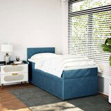 vidaXL Box spring postelja z vzmetnico modra 100x200 cm žamet | Shoptok.si