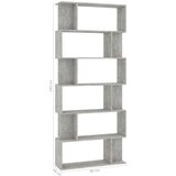 vidaXL Knjižna omara/paravan betonsko siva 80x24x192 cm iverna plošča | Shoptok.si