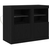 vidaXL Stranske omare z LED lučmi 2 kosa Črna hrast 41x37x67 cm | Shoptok.si
