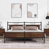 Metalni Kovinski posteljni okvir brez vzmetnice rjavi hrast 193x203 cm, (21829293) Cene