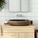 Nadgradni umivaonik smeđe-plavi ovalni 59x40x14 cm keramički | shoptok.hr