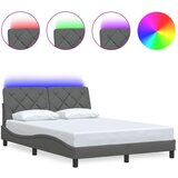 Maison Chic Posteljni okvir - Dvoposteljna postelja - Zakonska postelja z LED brez vzmetnice temno siv 120x200 cm blago, (21697492) Cene