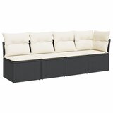  The living store vrtni kavč z blazinami 4-sedežni črn poli ratan - vrtni kavč, (21449240) | Shoptok.si