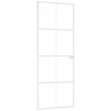Sobna vrata bijela 76x201,5 cm kaljeno staklo i aluminij tanka | shoptok.hr