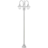 vidaXL Vrtna ulična svetilka E27 220 cm aluminij 3 žarnice bela Cene