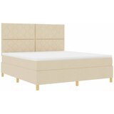  LED Box Spring Krevet s uzglavljem Krema 180 x 200 cm tkanina | shoptok.hr