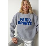  Women's Gray Embroidered Shark Oversized Sweatshirt | shoptok.hr