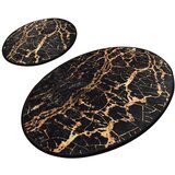 Chilai komplet 2 črnih ovalnih kopalniških preprog gold marble Cene