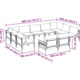 vidaXL Vrtna sedežna garnitura 11 pcs Antracitna Jeklo | Shoptok.si