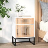 vidaXL Noćni ormarić bijeli 40x30x55 5 cm konstruirano drvo i željezo Cijene