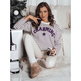DStreet Sweter damski AURORA w paski ecru-fioletowy Cene