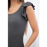 Kesi dress with ruffles on the sleeves made of graphite | Shoptok.si
